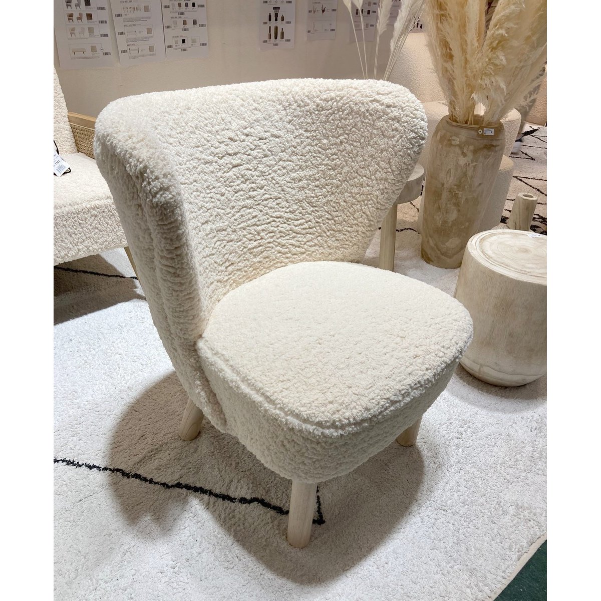 Fauteuil en tissu boucle - ALPES blanc, MATHI DESIGN