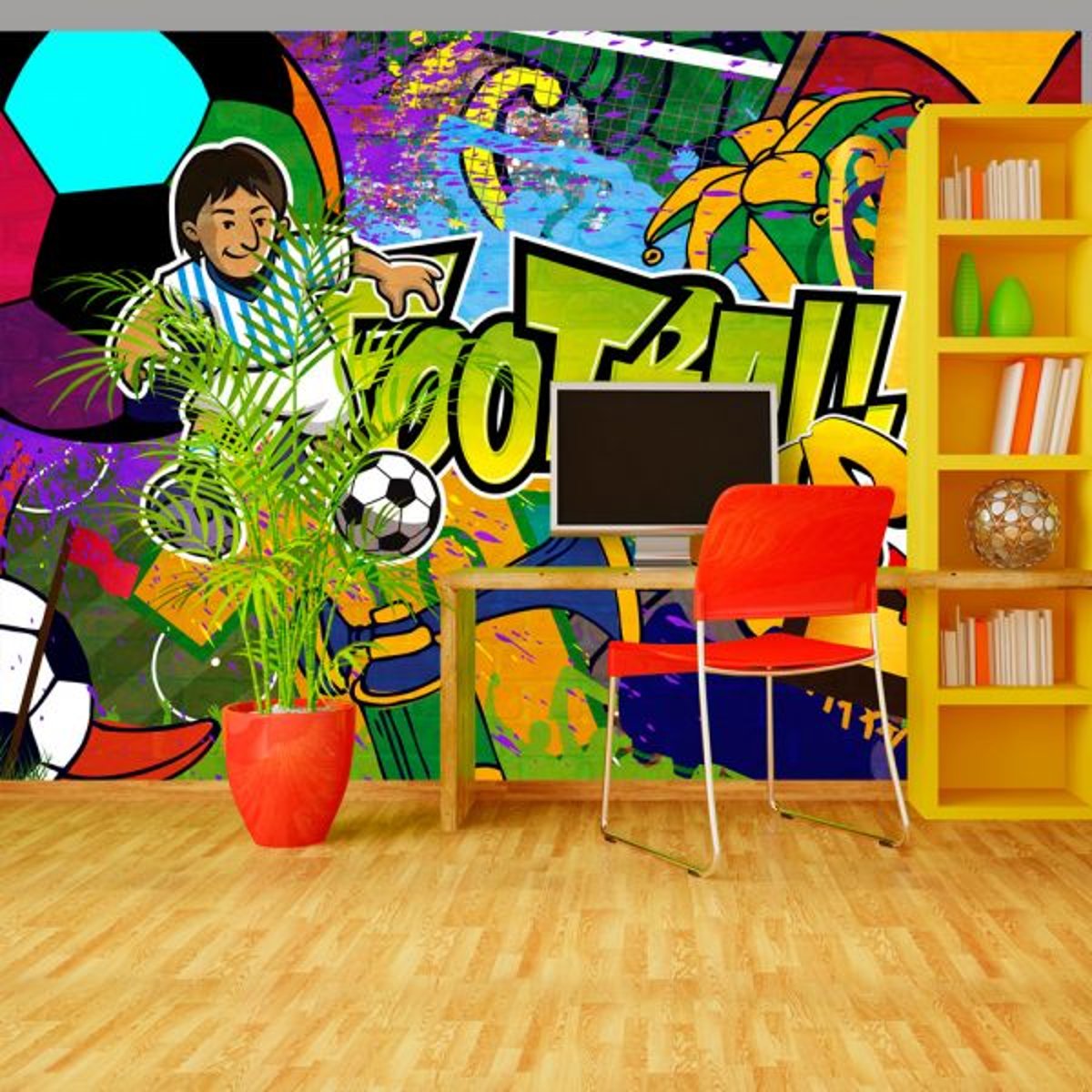 Papier peint intissé panoramique Hobby Football Cup multicouleur, EDEN