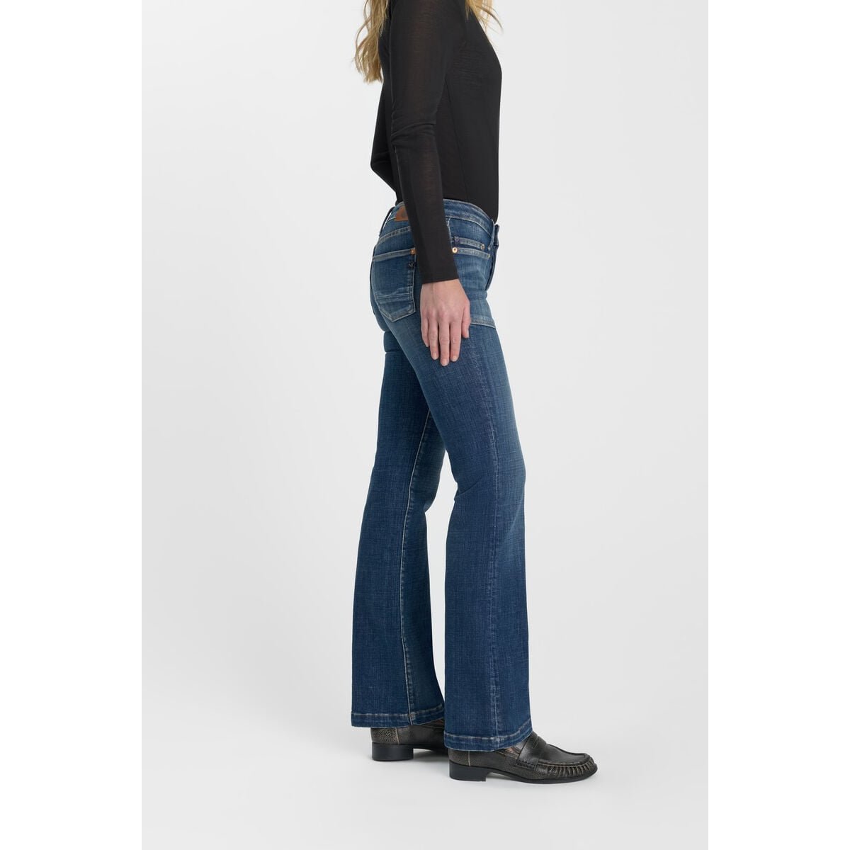 Jeans flare , longueur 34 blue, LE TEMPS DES CERISES