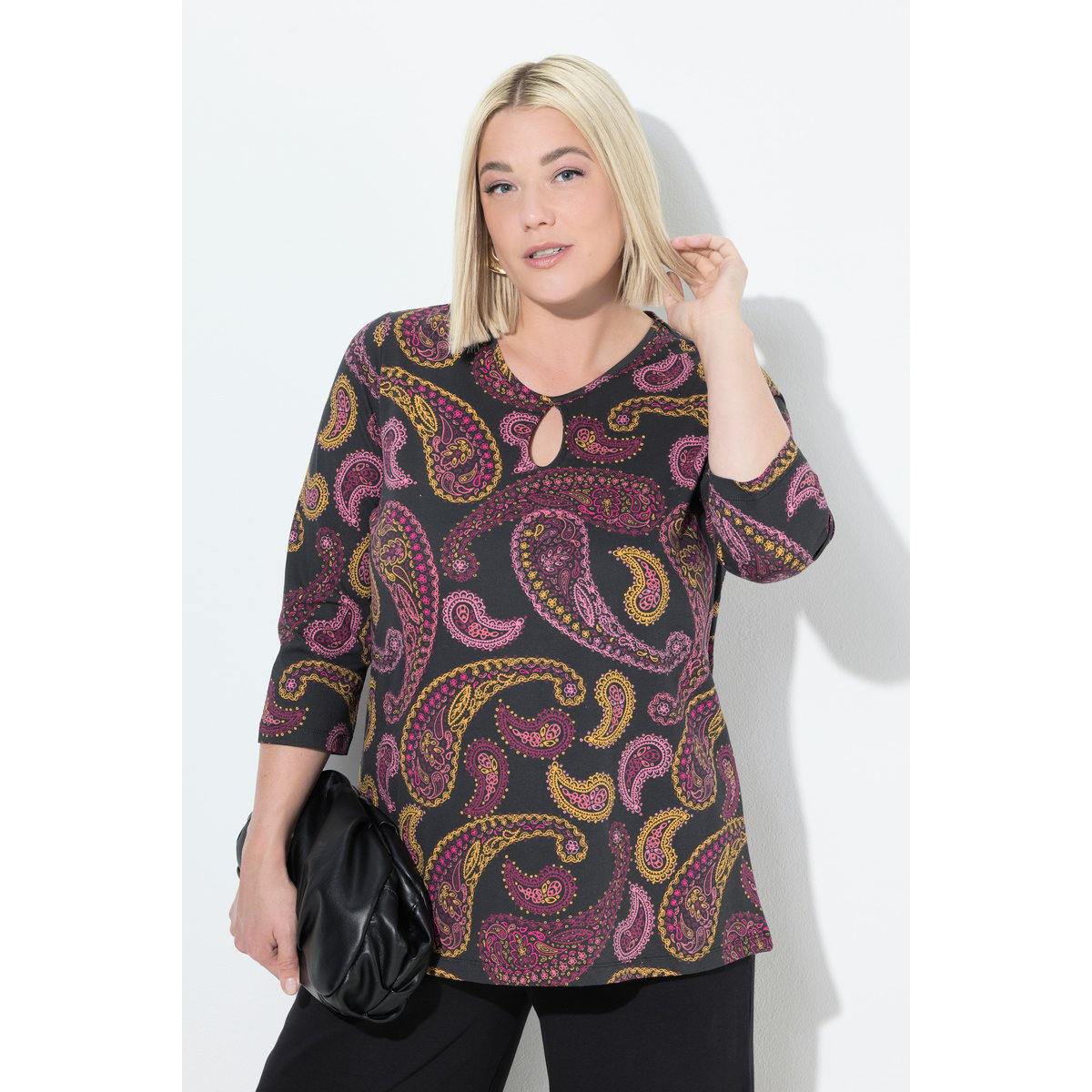 T-shirt manches 3/4 noir, ULLA POPKEN