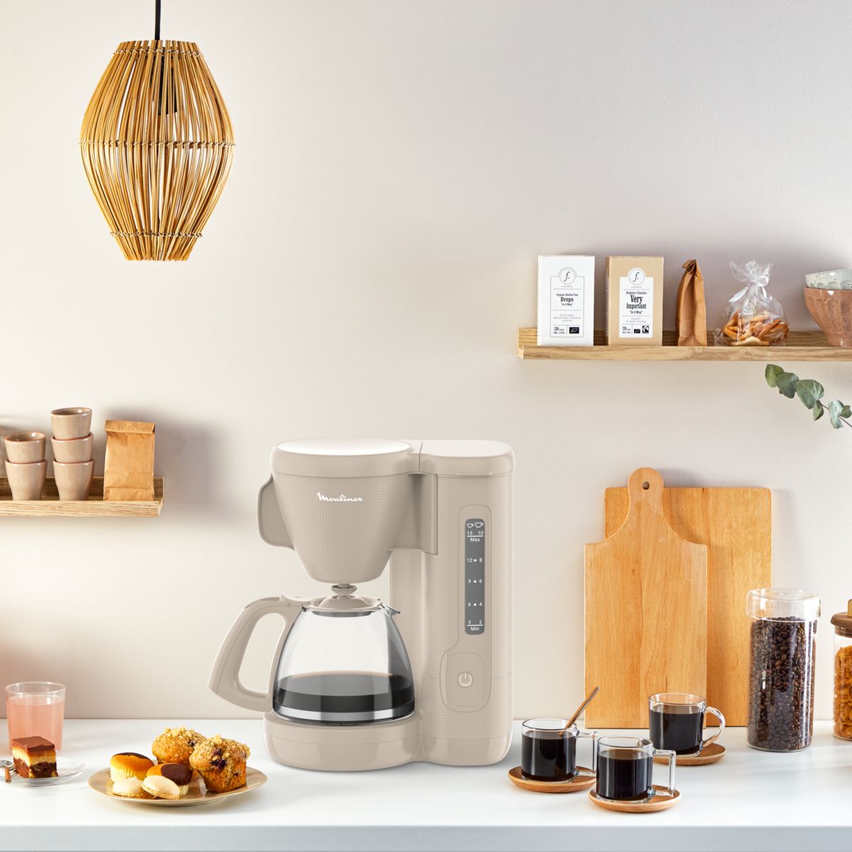 Cafetière filtre FG2M0B10 morning grise couleur unique, MOULINEX