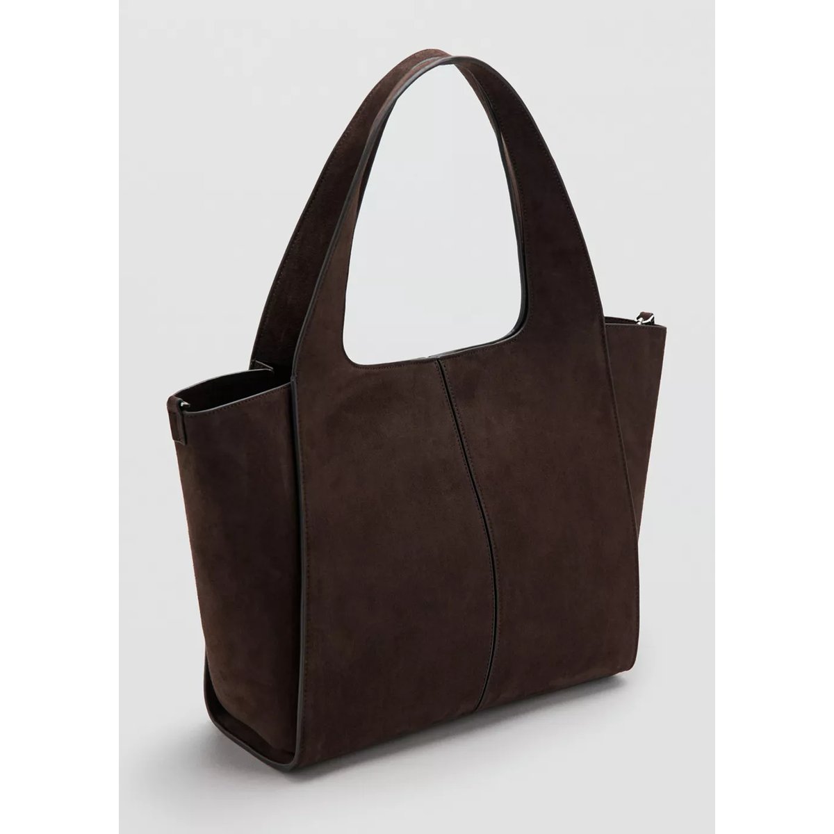 Sac shopper cuir chocolat, MANGO