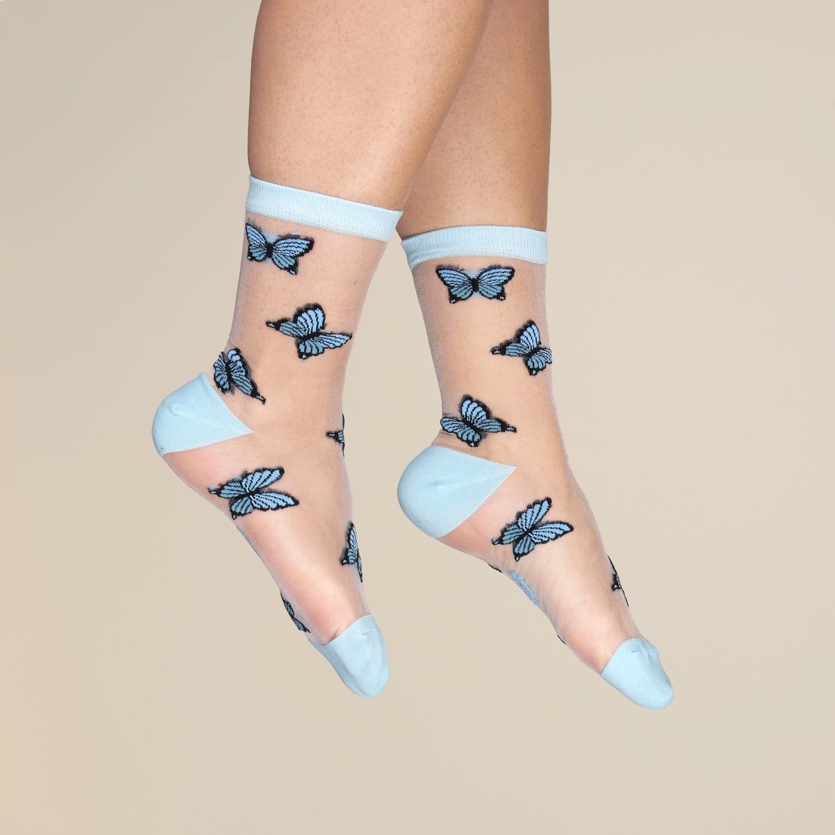 Chaussettes transparentes PAPILLON BLEU bleu, COUCOU SUZETTE