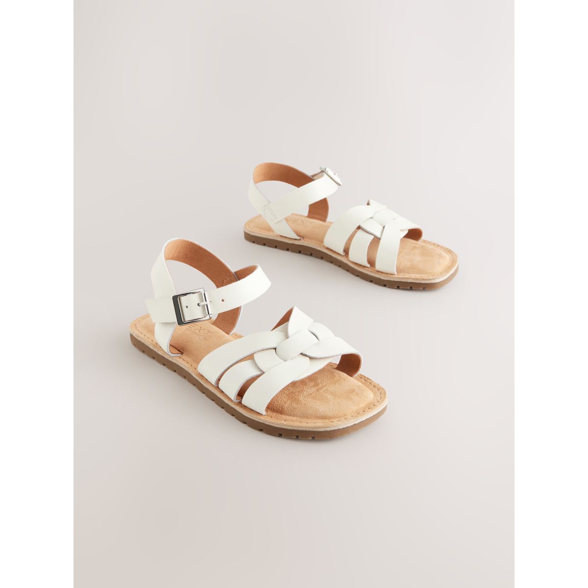Sandales tissée en cuir blanc, NEXT
