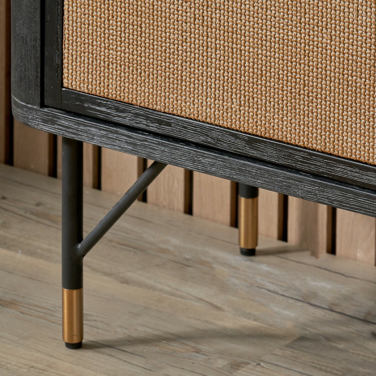 Fenix Acacia Rattan 4 Door Sideboard black/natural, ÉDITÉ