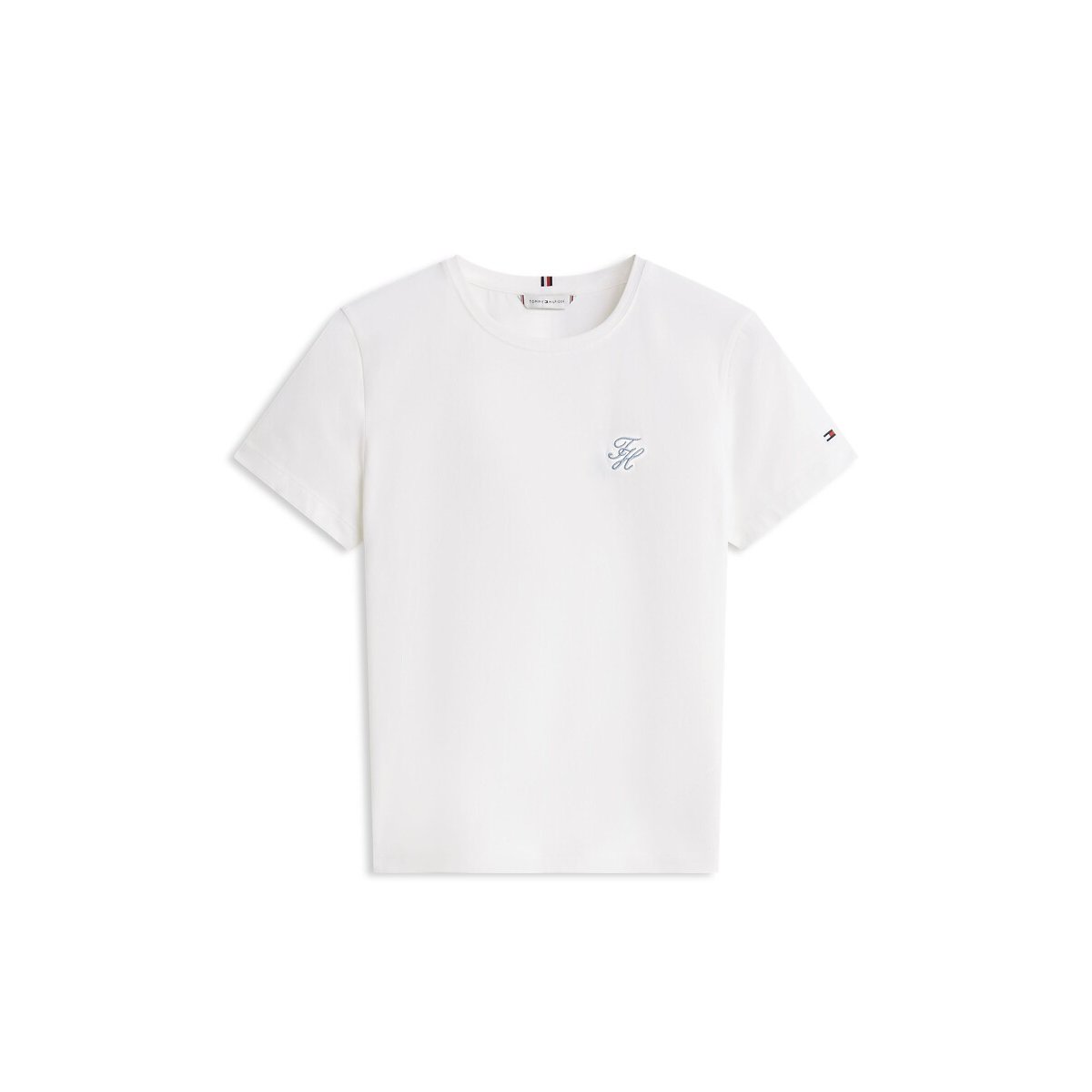 T-shirt col rond à manches courtes ecru, TOMMY HILFIGER