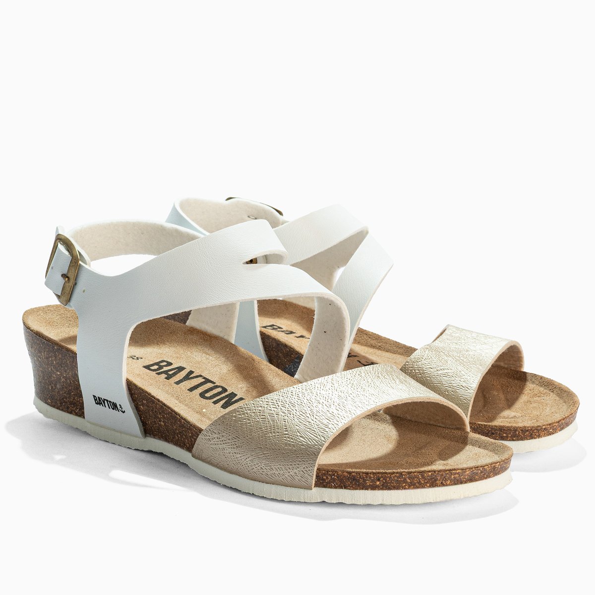 Sandales compensées REUS blanc, BAYTON