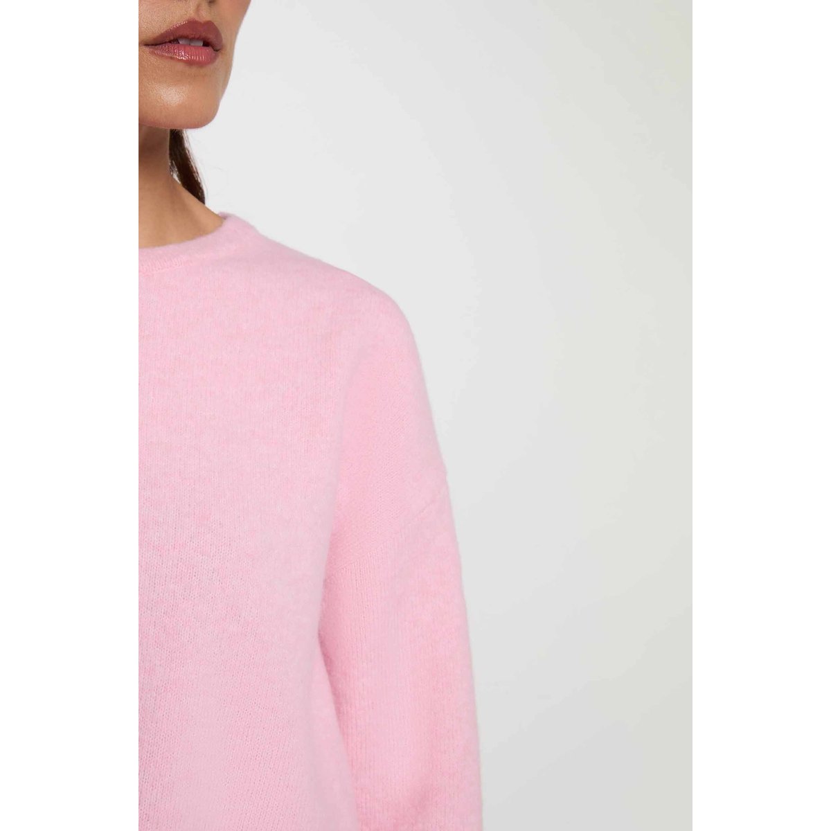 Pull col rond rose pastel, MORGAN