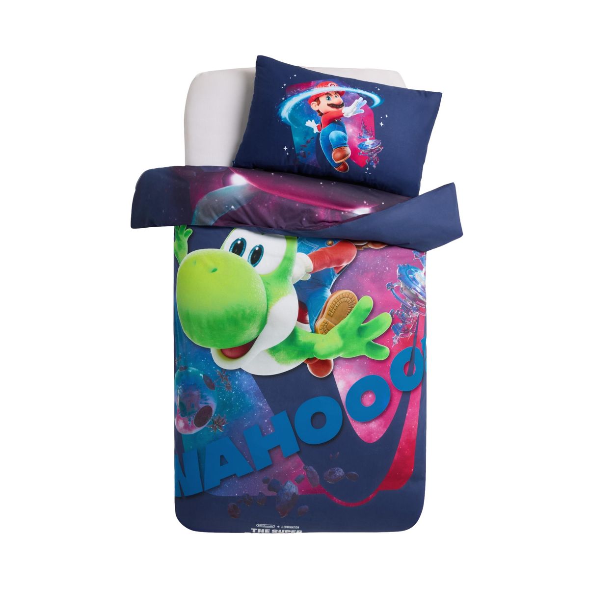 Parure housse de couette et taie d'oreiller super mario galaxy bleu, NEXT