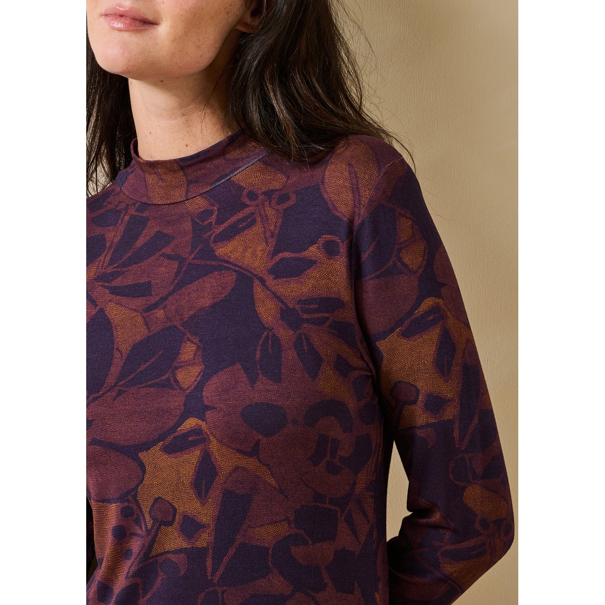 Robe longue à imprimé manches longues viola/tandoori, LA FEE MARABOUTEE