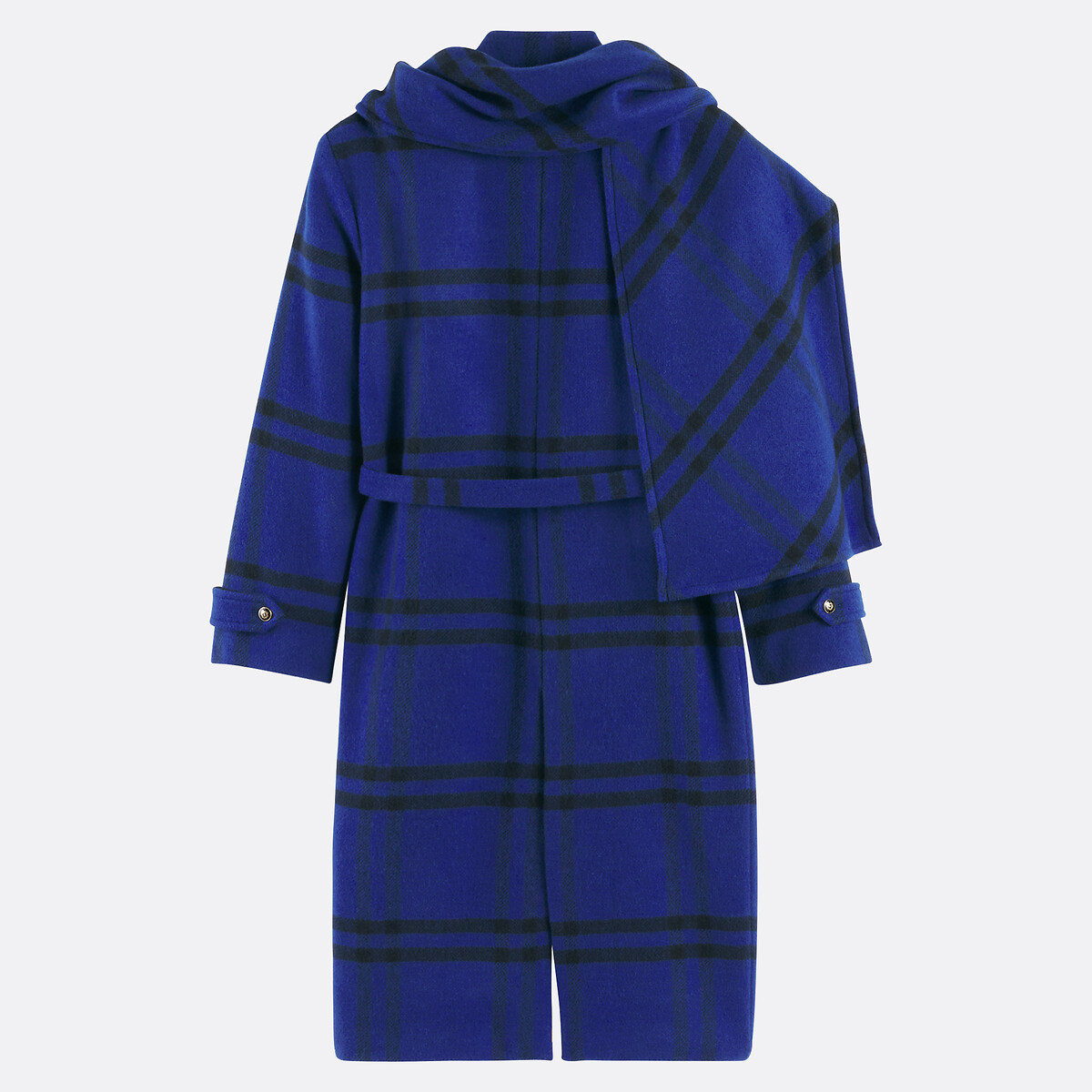 Checked Scarf Coat in Wool Blend blue checks, La Redoute Collections x Lucie Brochard
