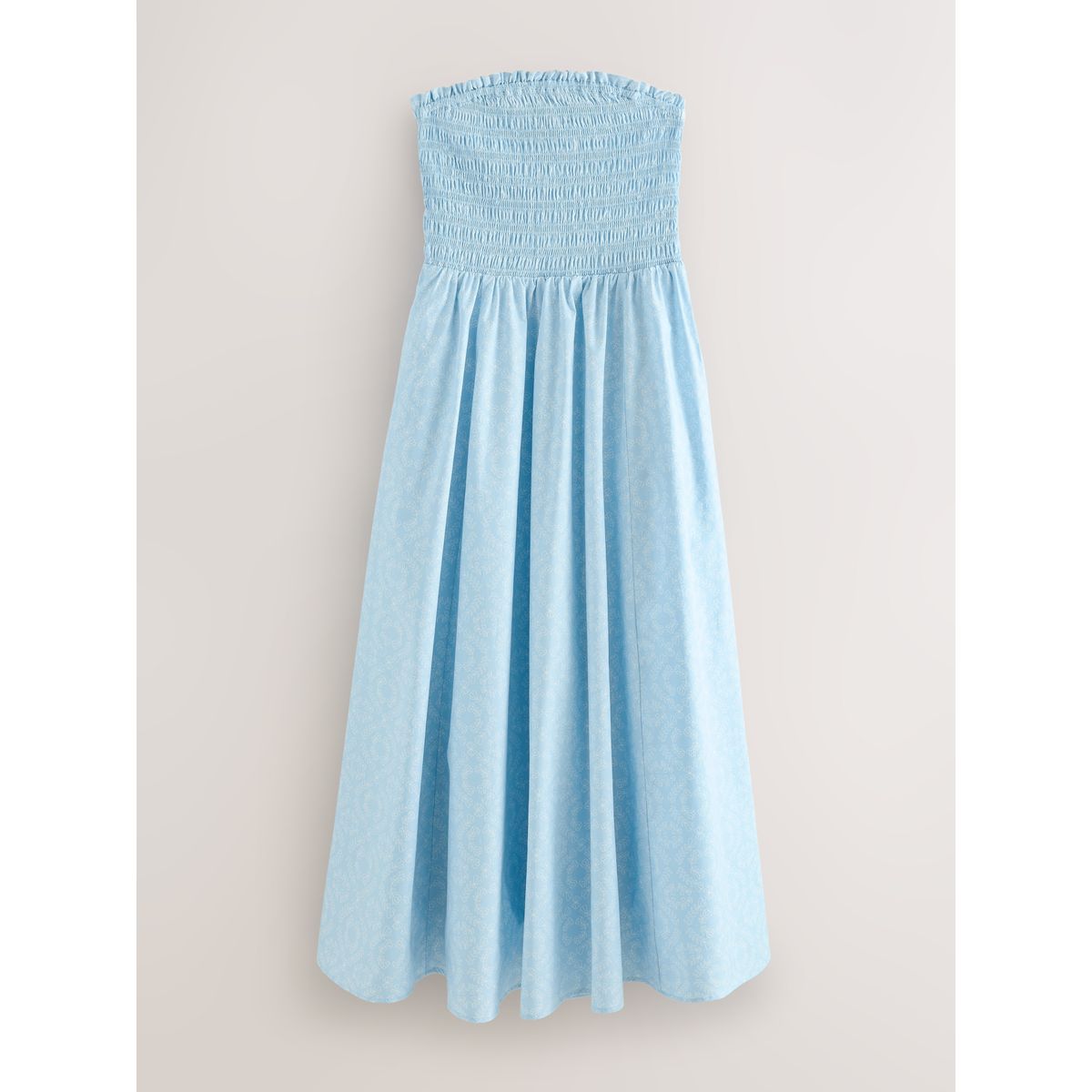 Robe midi à fronces et encolure bandeau imprimé floral bleu, NEXT