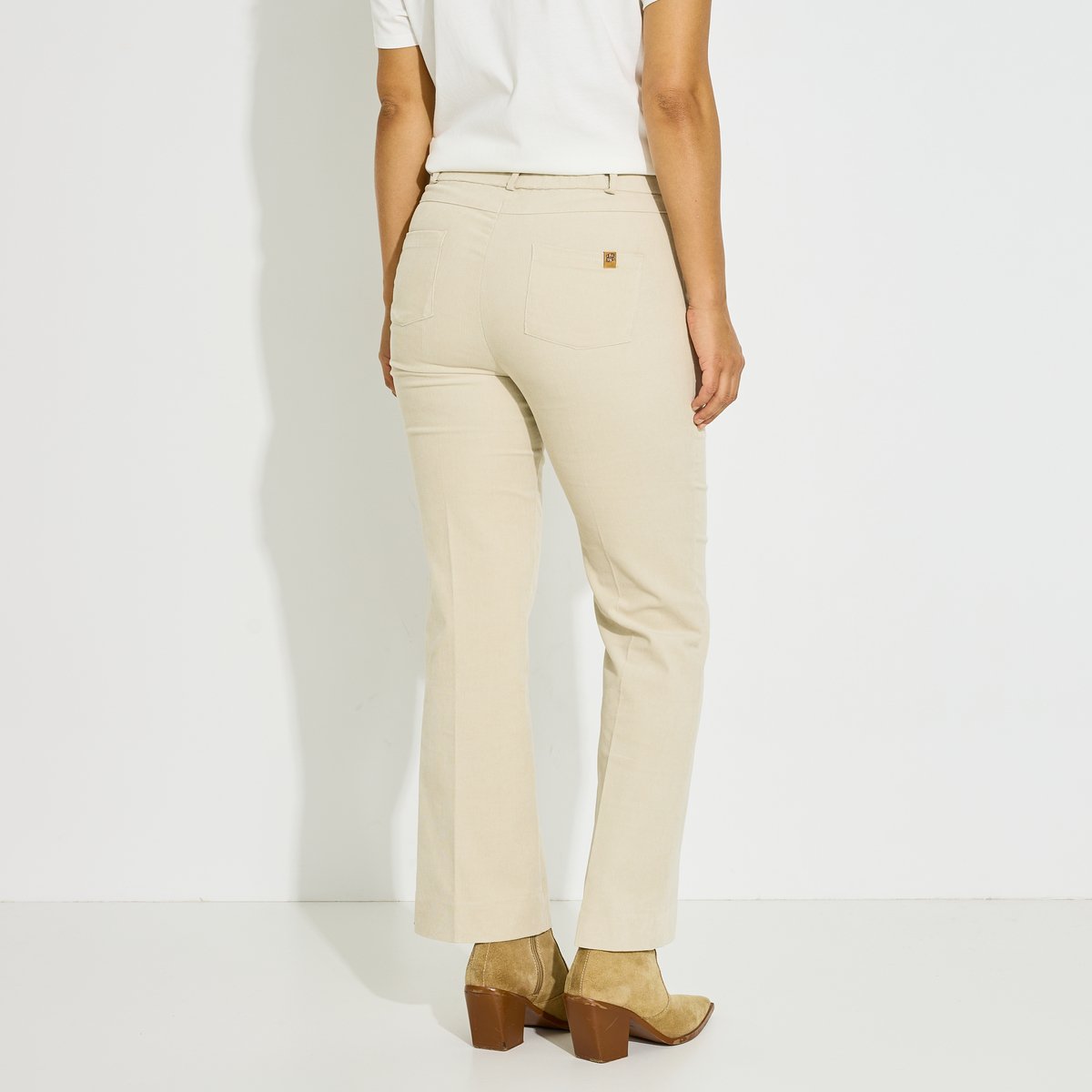 Pantalon droit velours raccourci beige, GRAIN DE MALICE
