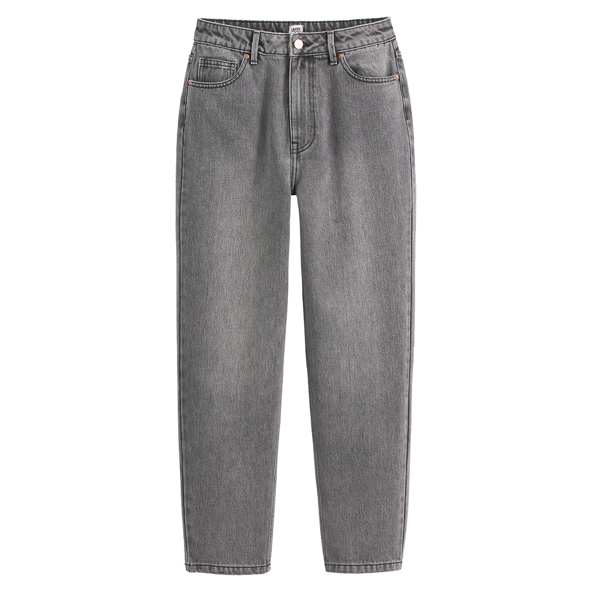 Jean mom en coton bio, Signature PAULINE gris, LA REDOUTE COLLECTIONS