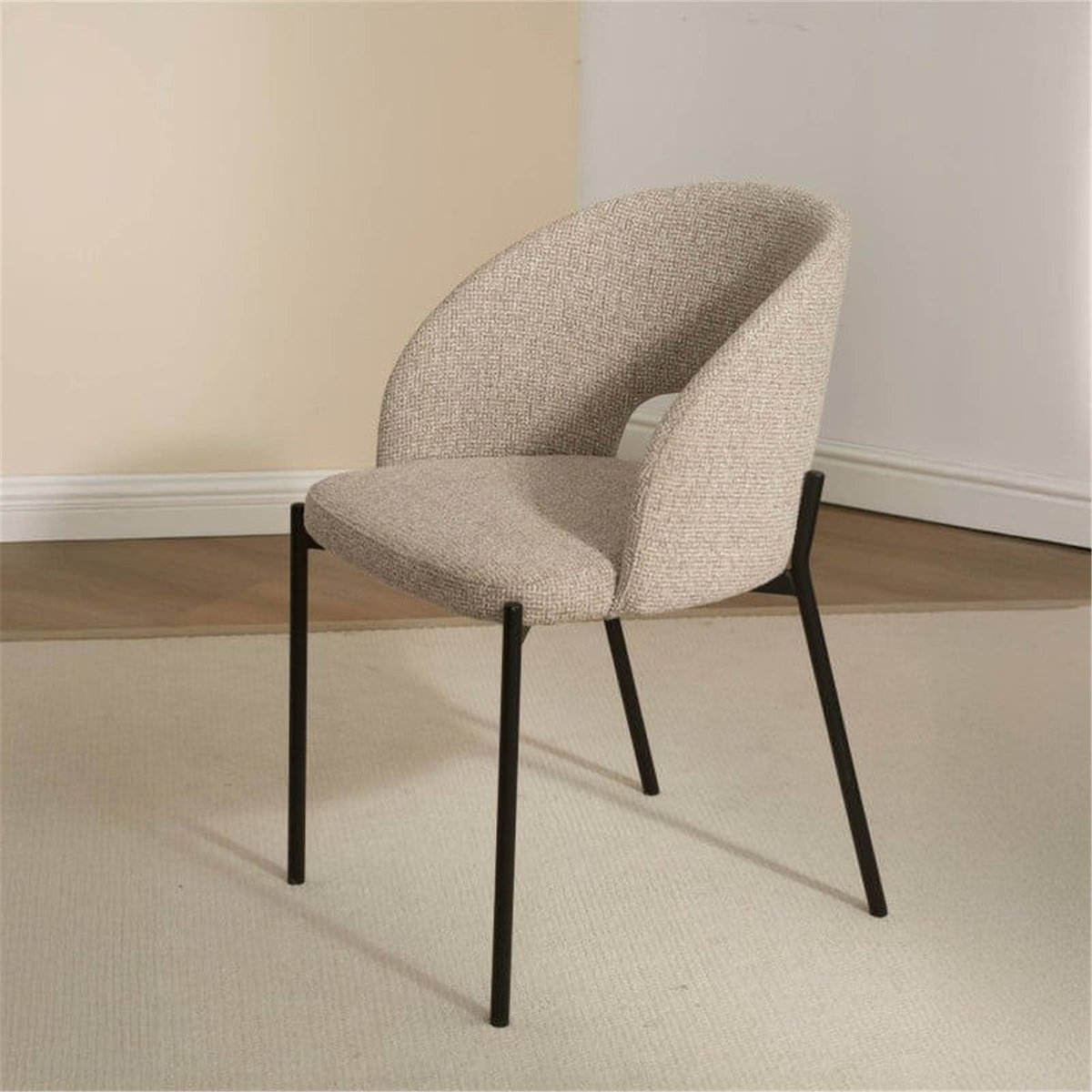 Chaise tissu collection MORES beige chiné et noir, RECOLLECTION