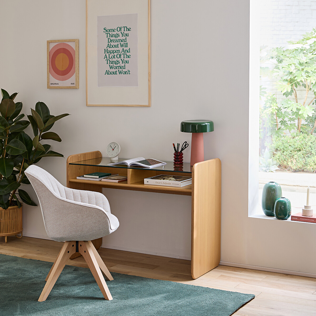 Fauteuil de bureau rotatif Jimeo beige, LA REDOUTE INTERIEURS