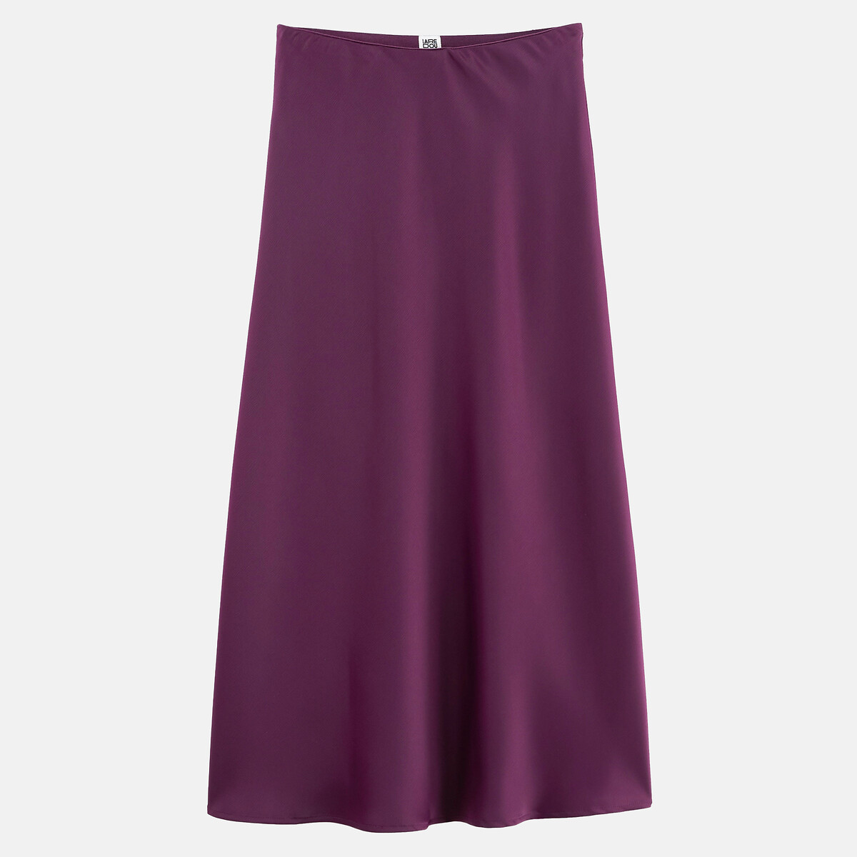 Falda midi evasé de satén mate con cintura elástica violeta ciruela, LA REDOUTE COLLECTIONS
