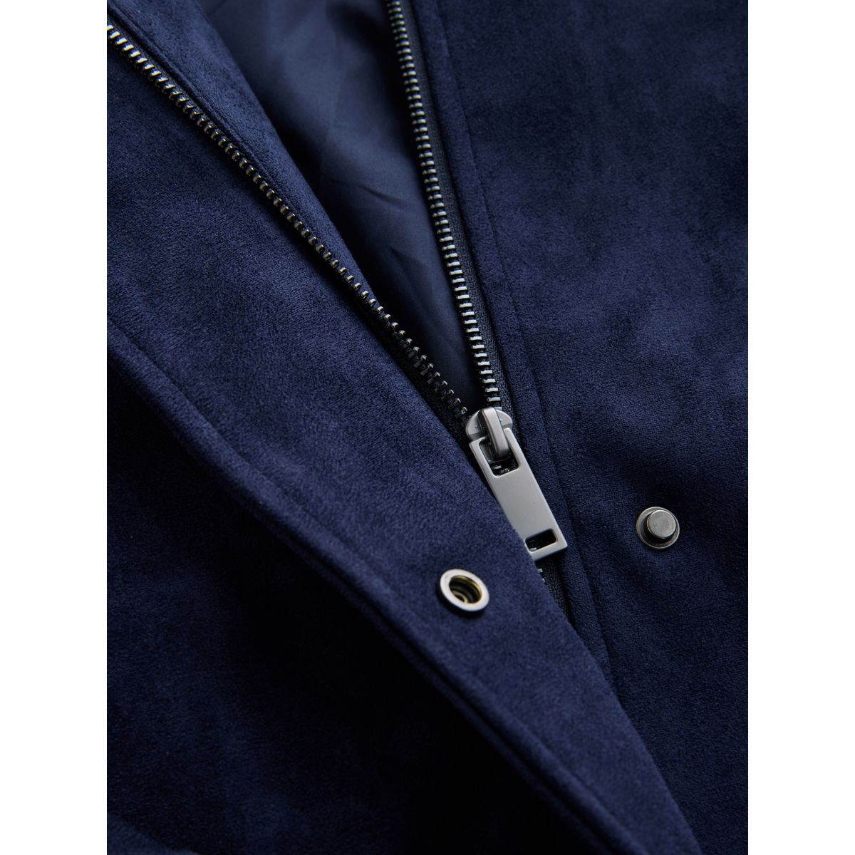 Veste en imitation daim à col cheminée bleu marine, NEXT