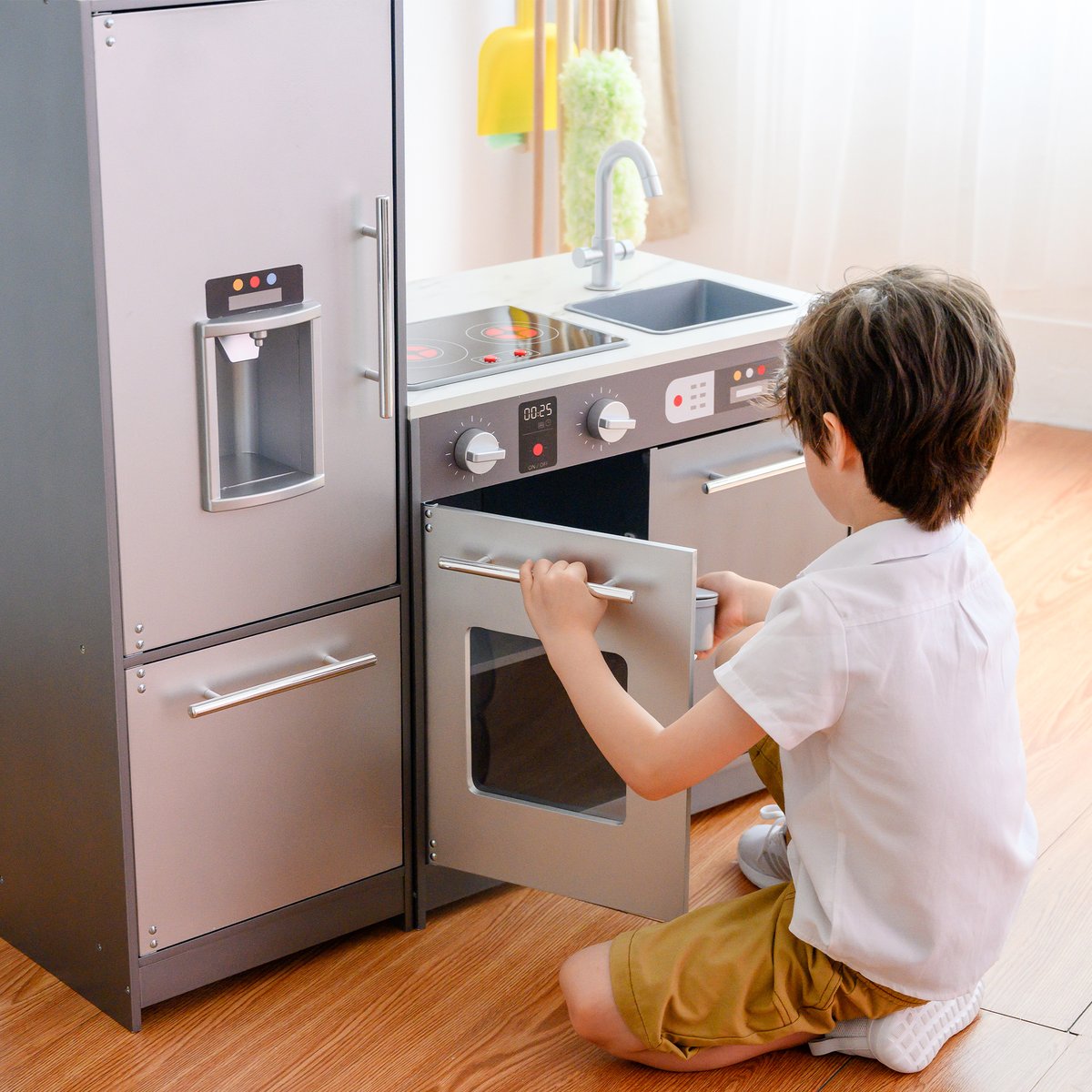 Cuisine Enfant Bois LITTLE CHEF gris, TEAMSON KIDS