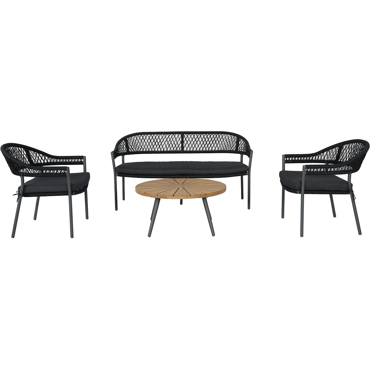 Bazel Outdoor Seating Set black/natural, SO'HOME