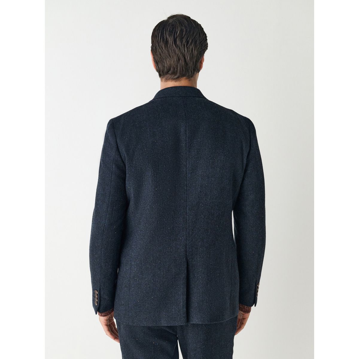 Veste de costume slim en laine à chevrons bleu marine, NEXT