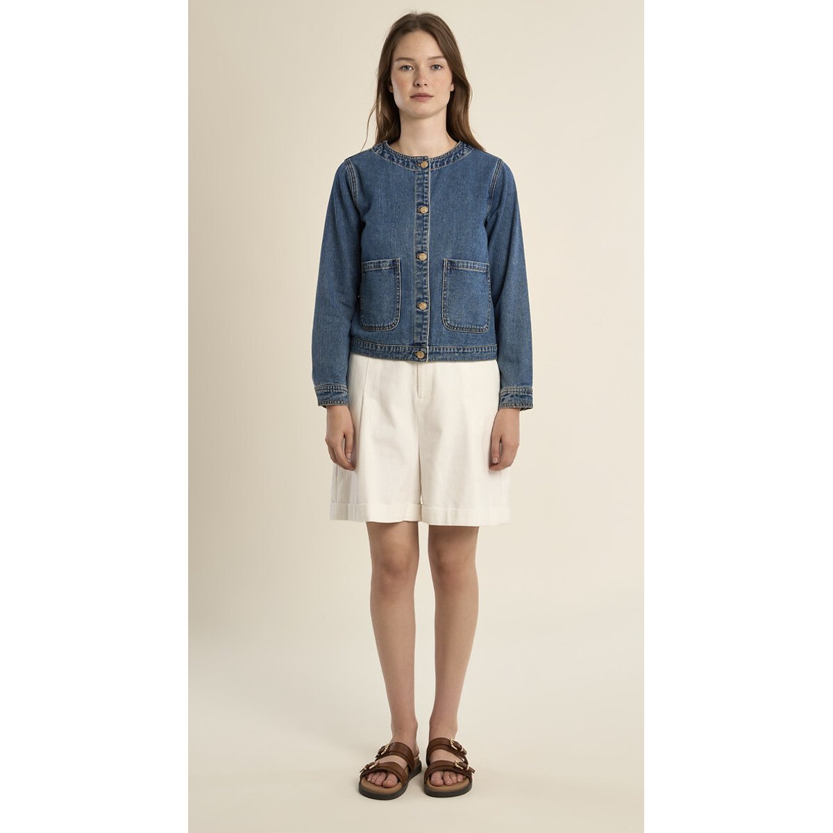 Veste en jean manches longues denim bleu, MOLLY BRACKEN