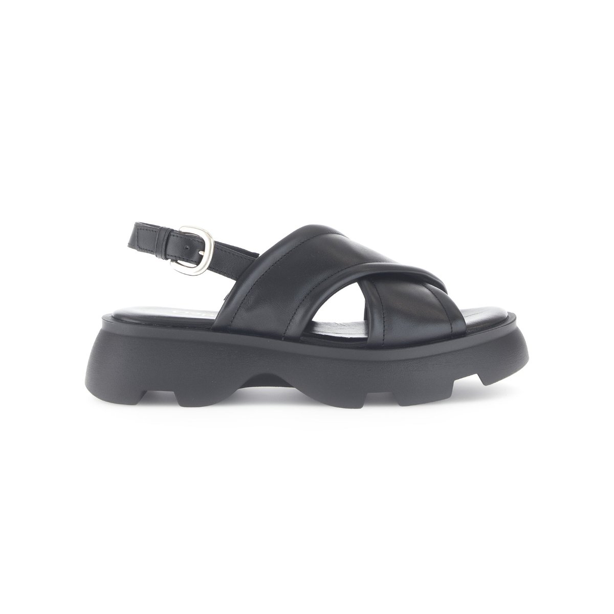 Sandales en cuir lisse à talon décroché noir lisse, GABOR