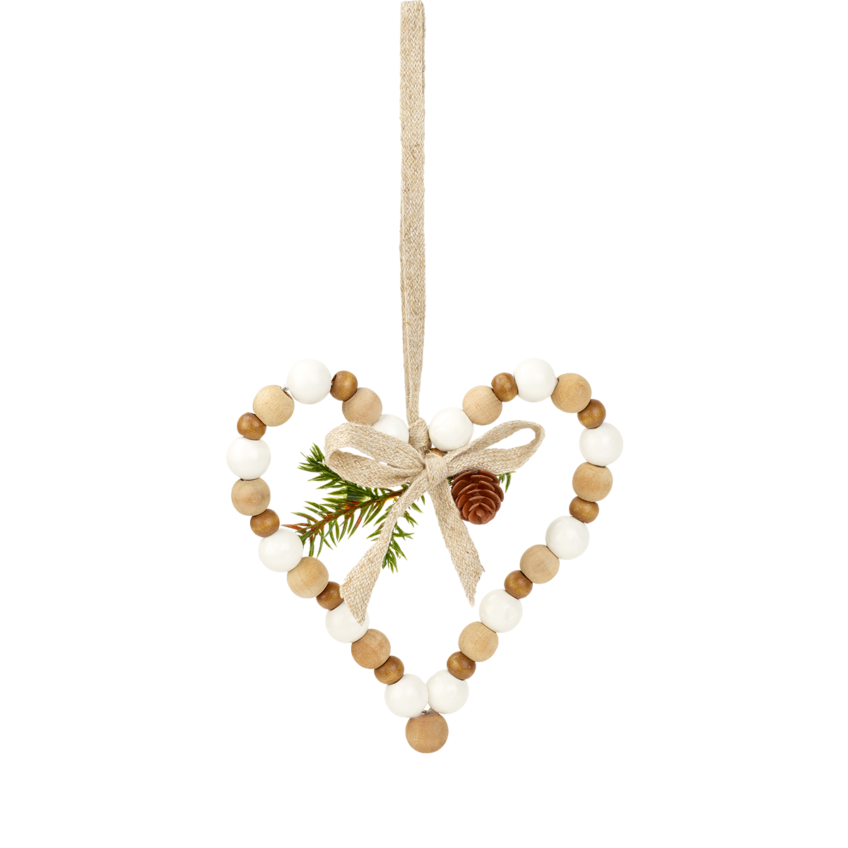 Suspension de noël décorative coeurs en bois marron H14 marron, SIA DECO