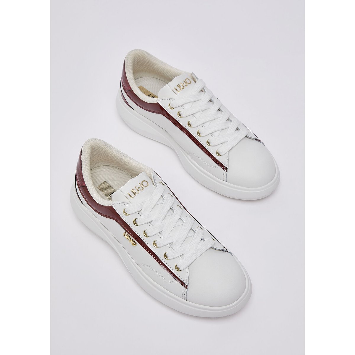 Baskets en cuir blanc et rouge, LIU JO
