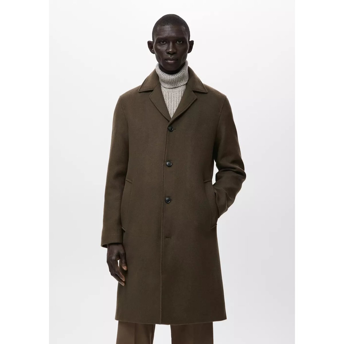 Manteau classique laine mélangée marron, MANGO MAN