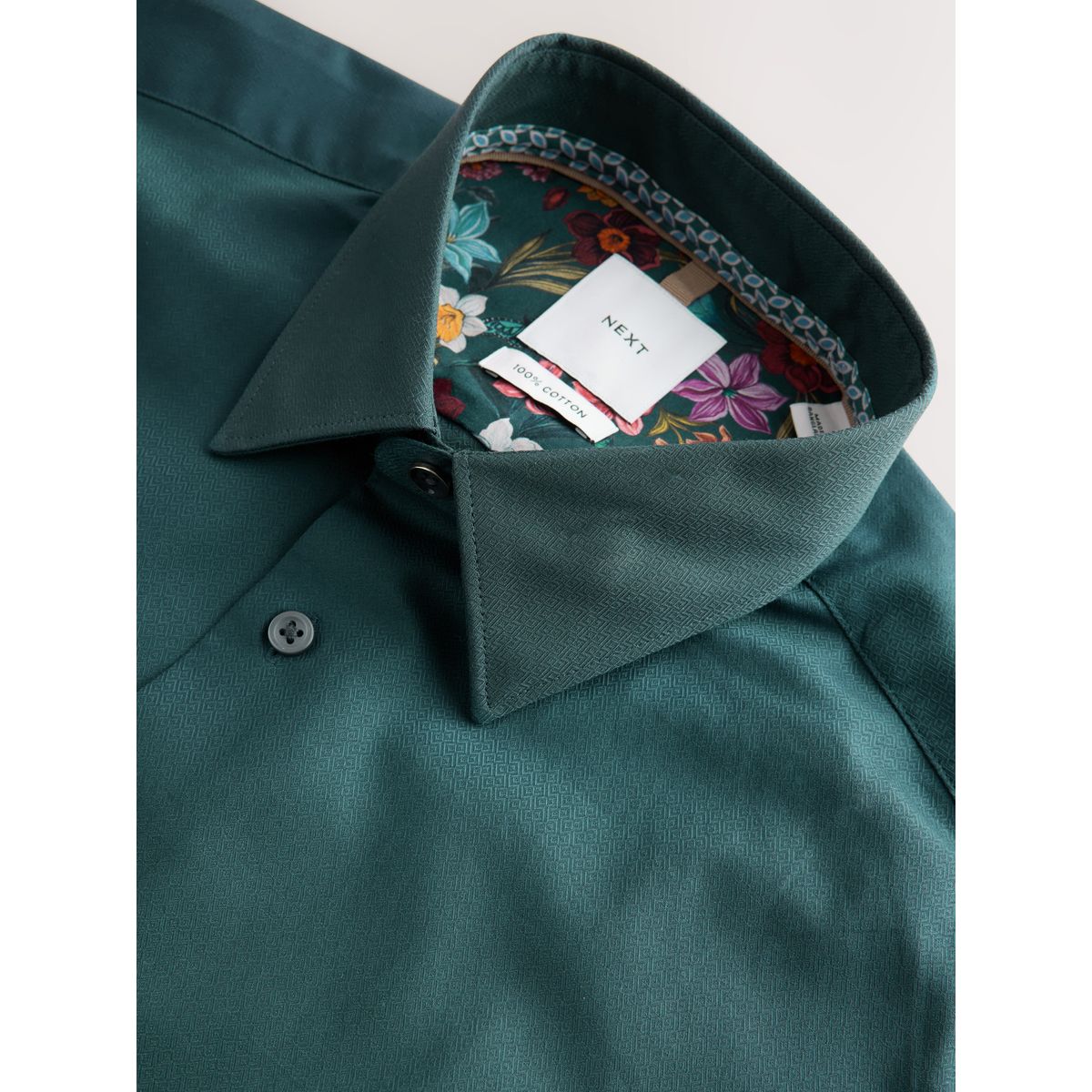 Chemise slim habillée en coton à liseré vert, NEXT