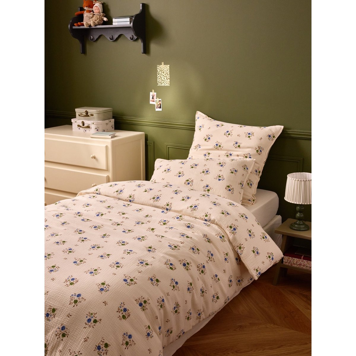 Housse de couette gaze de coton "LOUISON" imprimé rosa blue, CYRILLUS