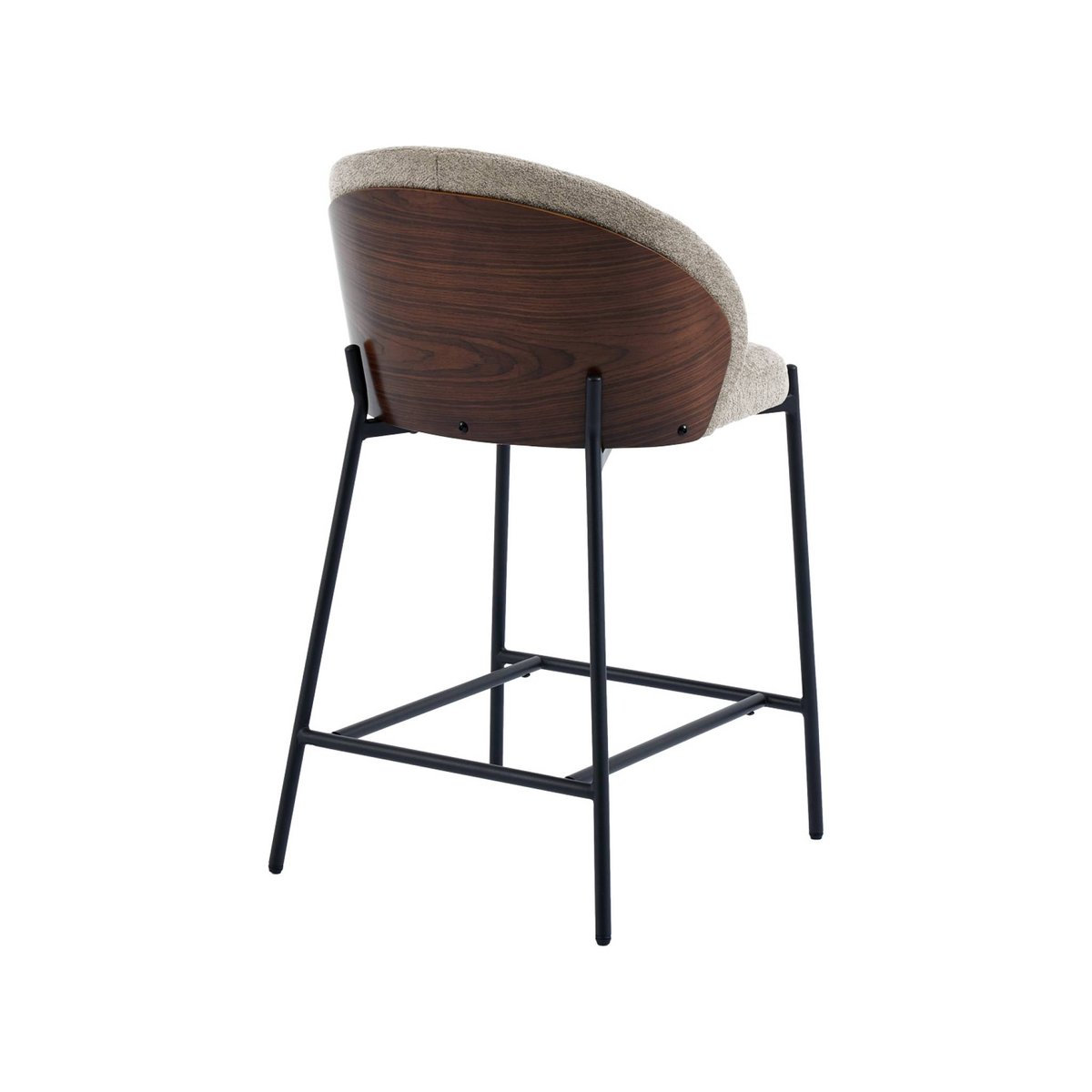 Tabouret de bar bois de peuplier teinté noyer, acier et tissu texturé (lot de 2) PAUL moutarde, SWEEEK