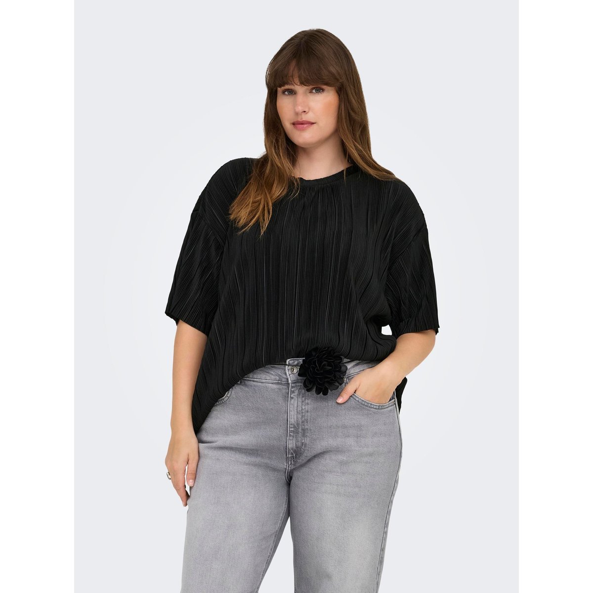 Top Plissé black 1, ONLY CARMAKOMA