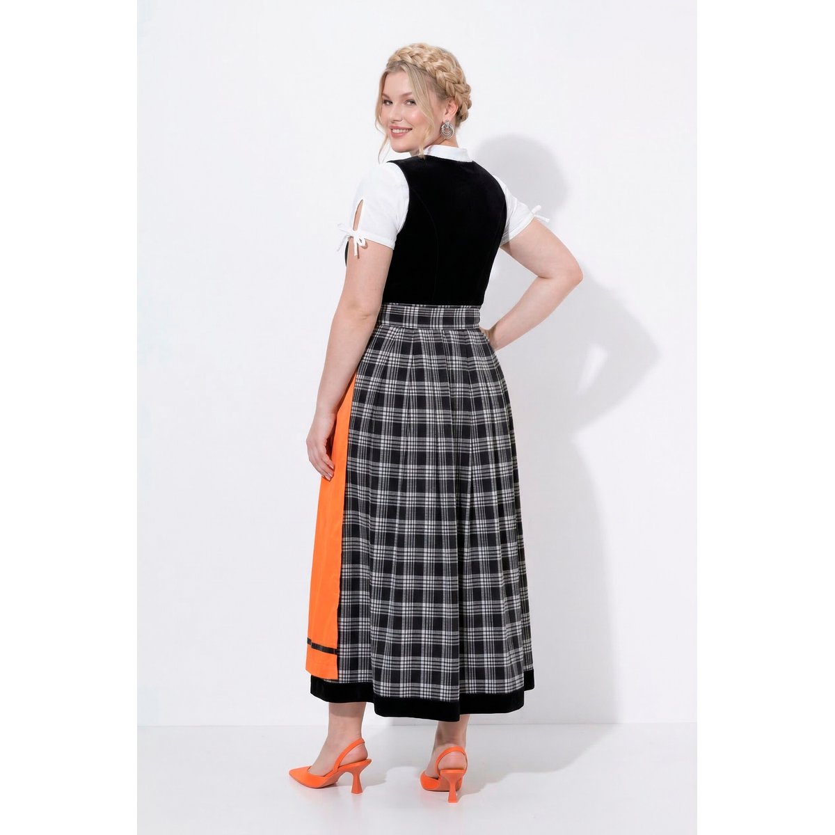 Dirndl en velours, imprimé animal, col carré noir, ULLA POPKEN