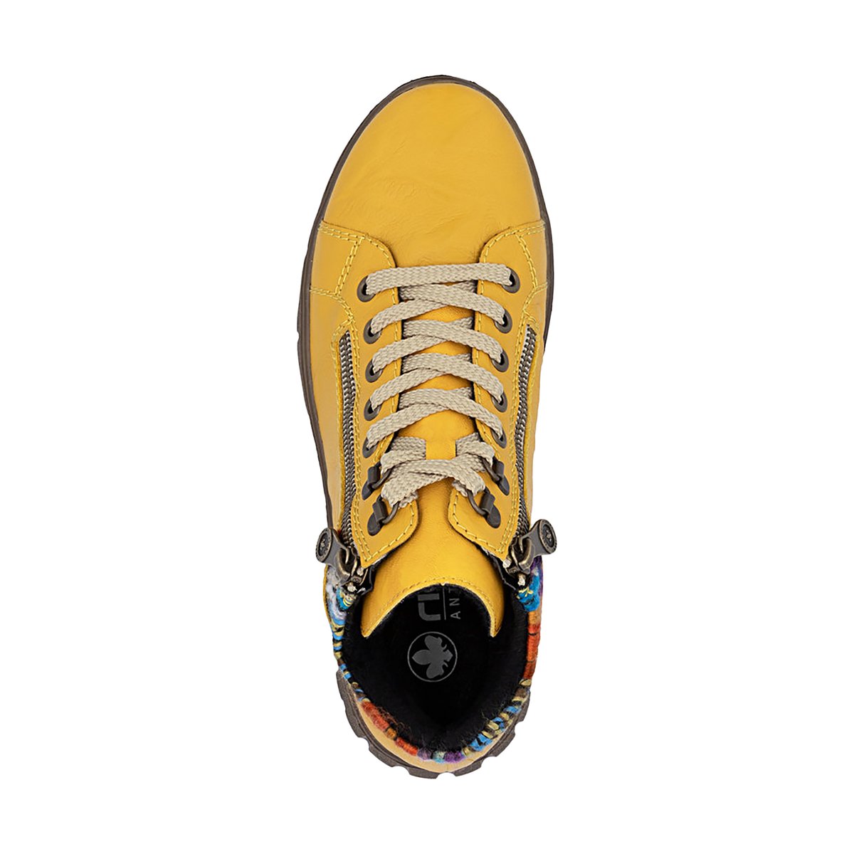 Basket Montante Cuir Odeon jaune, RIEKER
