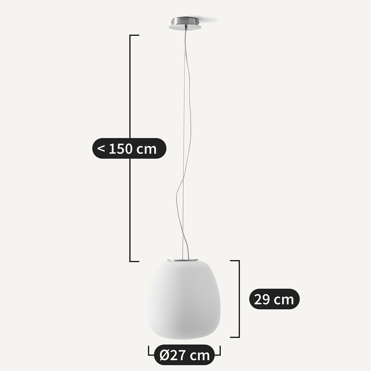 Raeyes Oblong Shape Frosted Glass Ceiling Light opaline, AM.PM