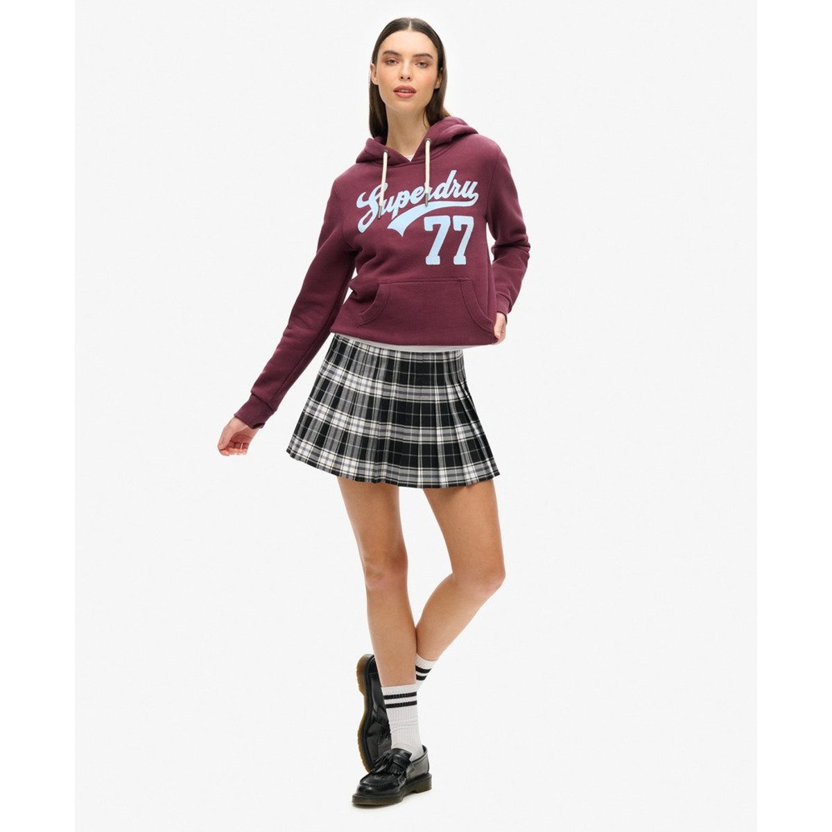 Sweat à capuche Super 77 violet figue, SUPERDRY