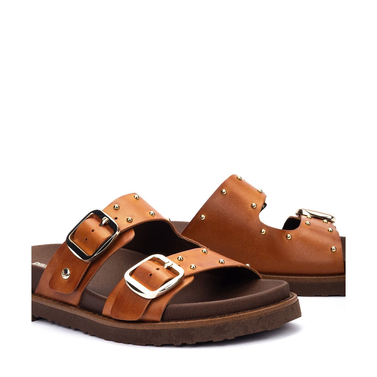 Mules en cuir Aitana cognac, PIKOLINOS