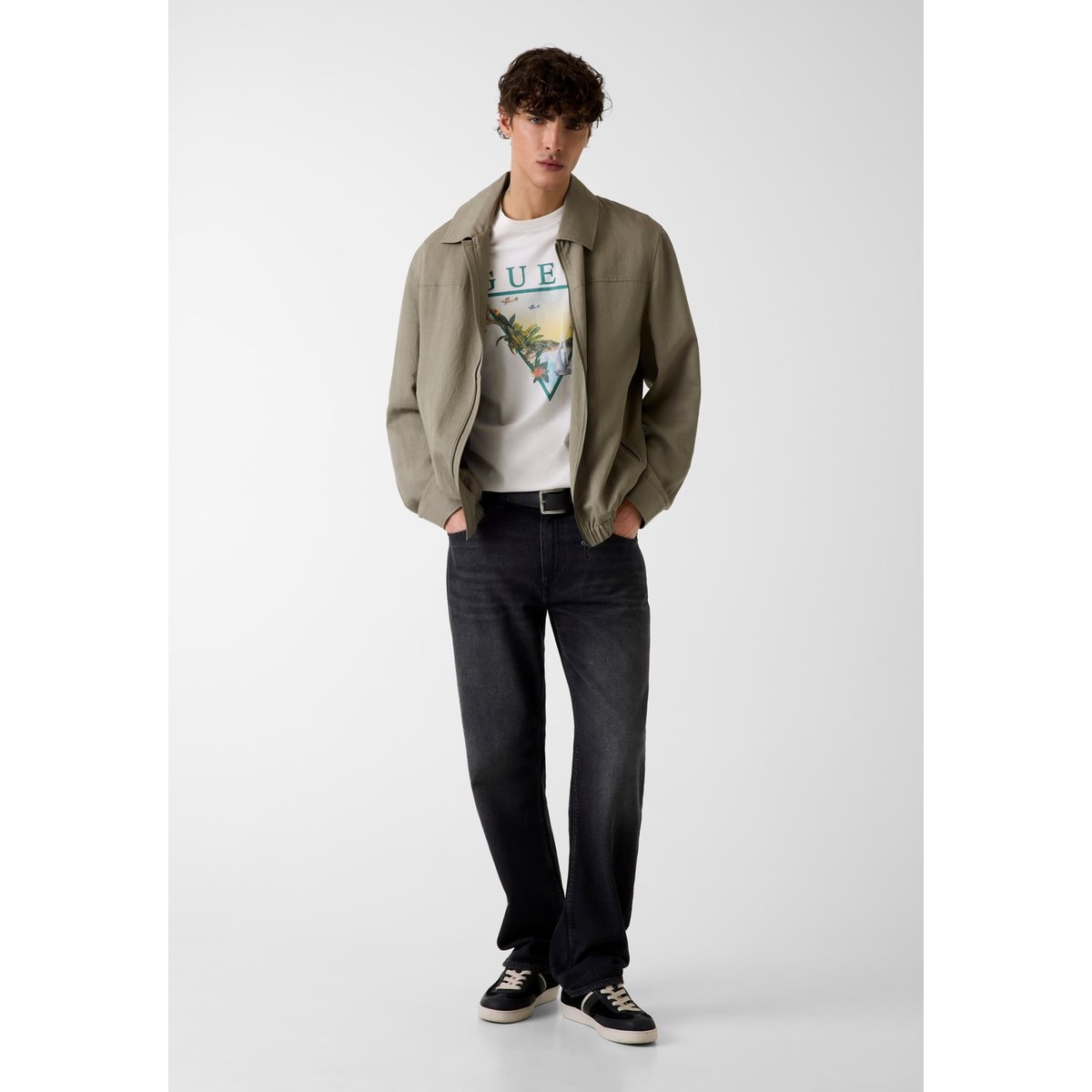 Veste En Nylon vert olive, GUESS
