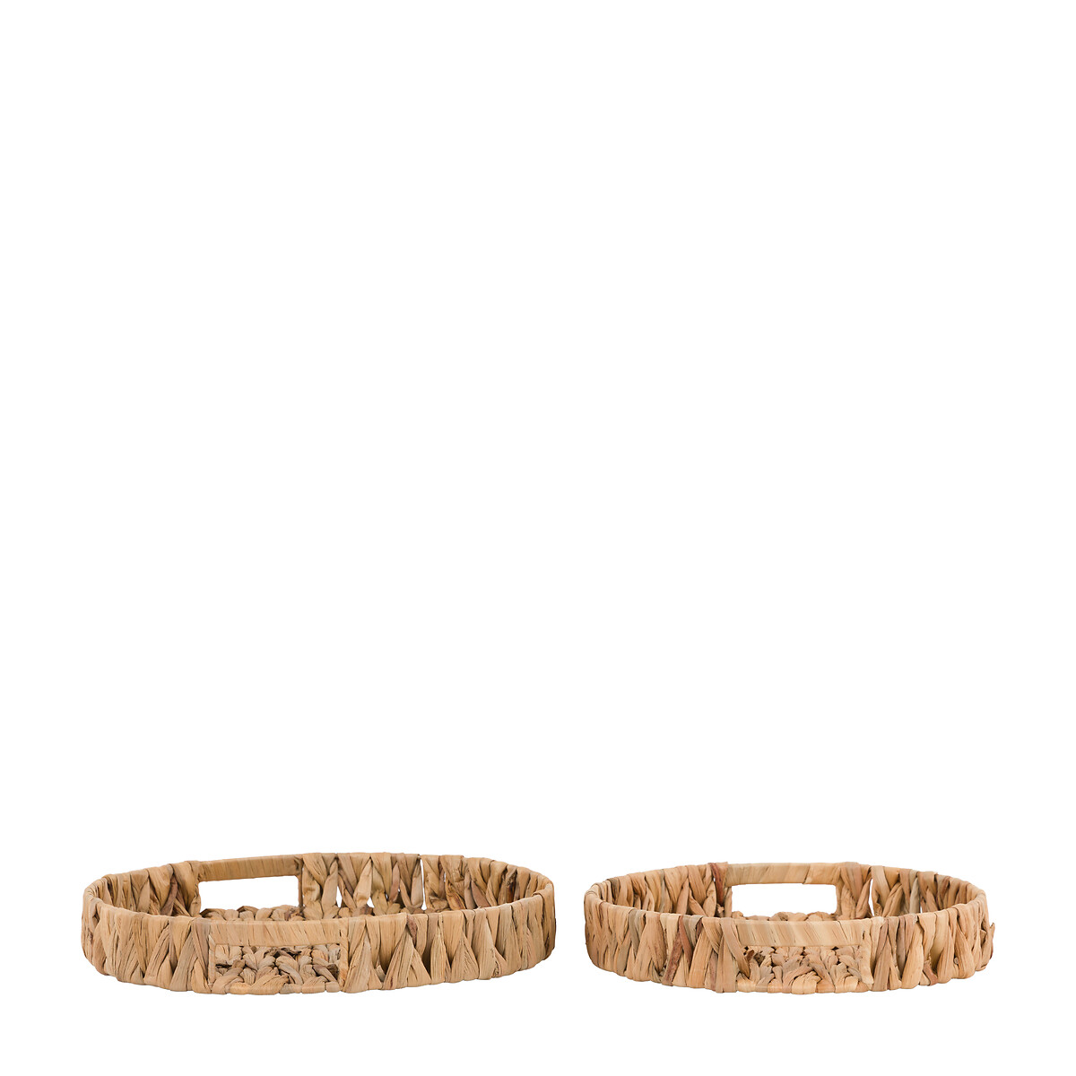 Set of 2 Wye Woven Round Trays in Natural brown , ÉDITÉ