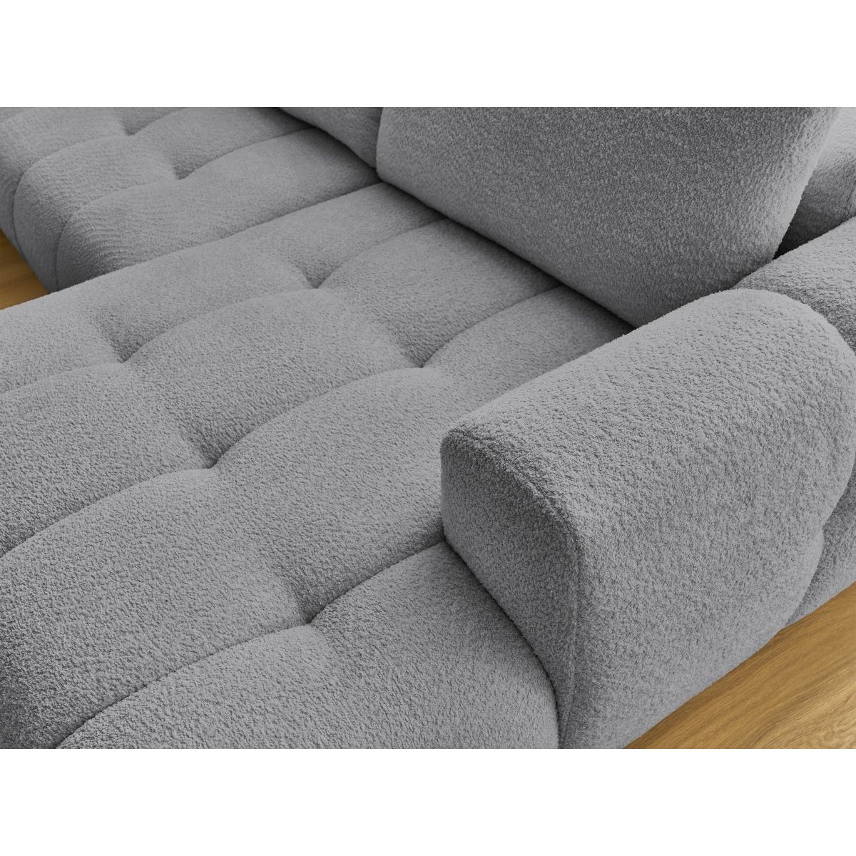 Canapé panoramique convertible 5 places en tissu bouclette, FUJI gris foncé, BOBOCHIC
