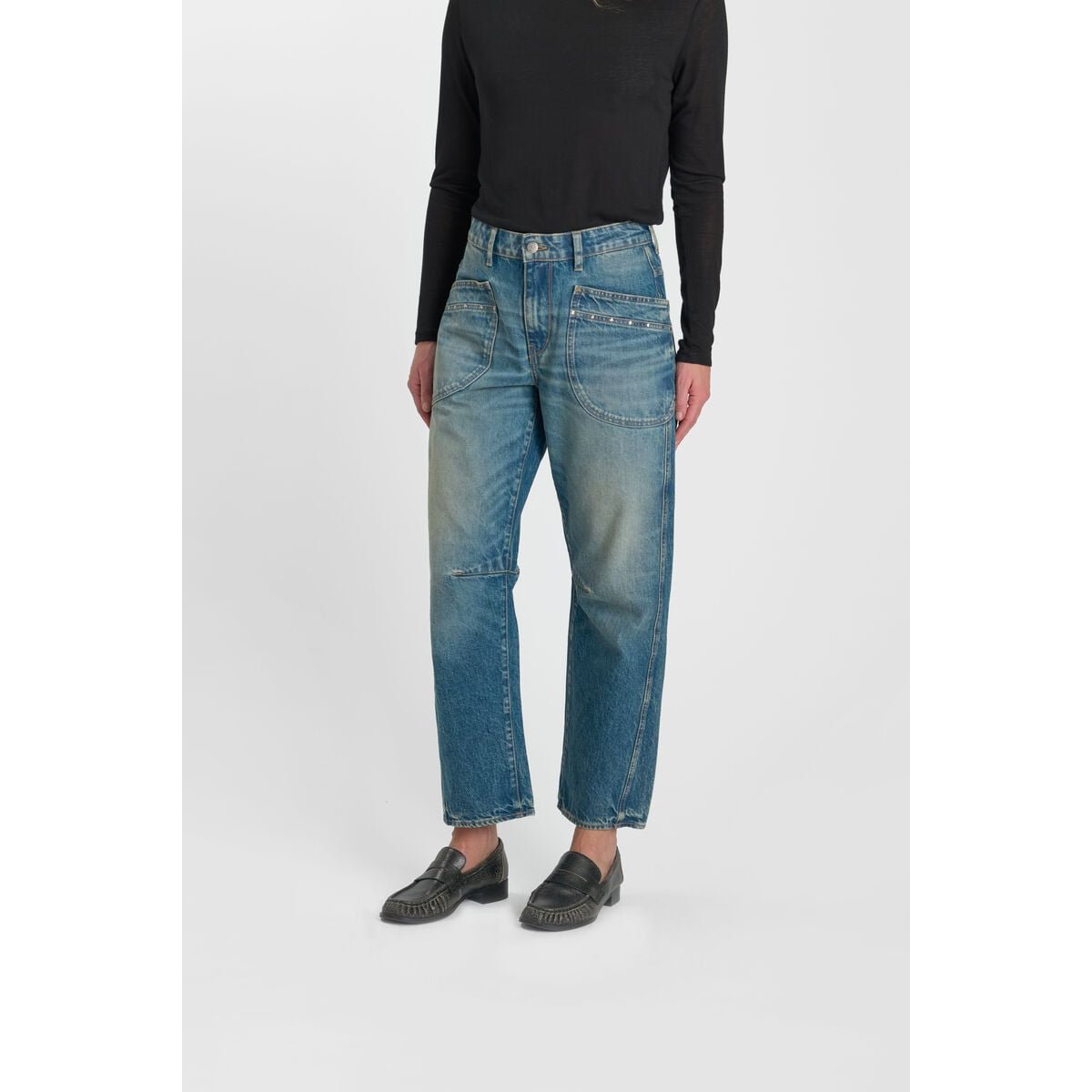 Jeans loose, large balloon , longueur 34 blue, LE TEMPS DES CERISES