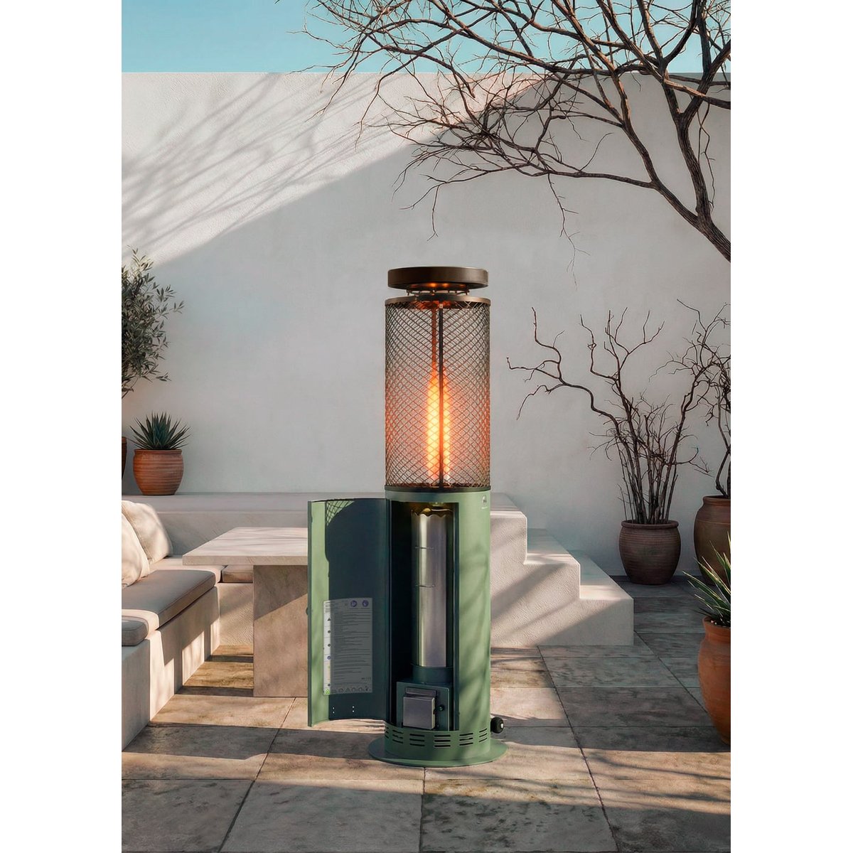 Poêle d'extérieur FIRE ROUND PELLET HEATER vert - sans power bank, CREATE