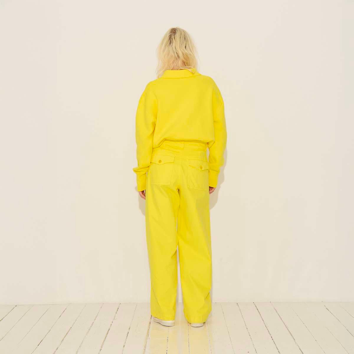 Polo manches longues en coton PEREZ jaune, BENSIMON