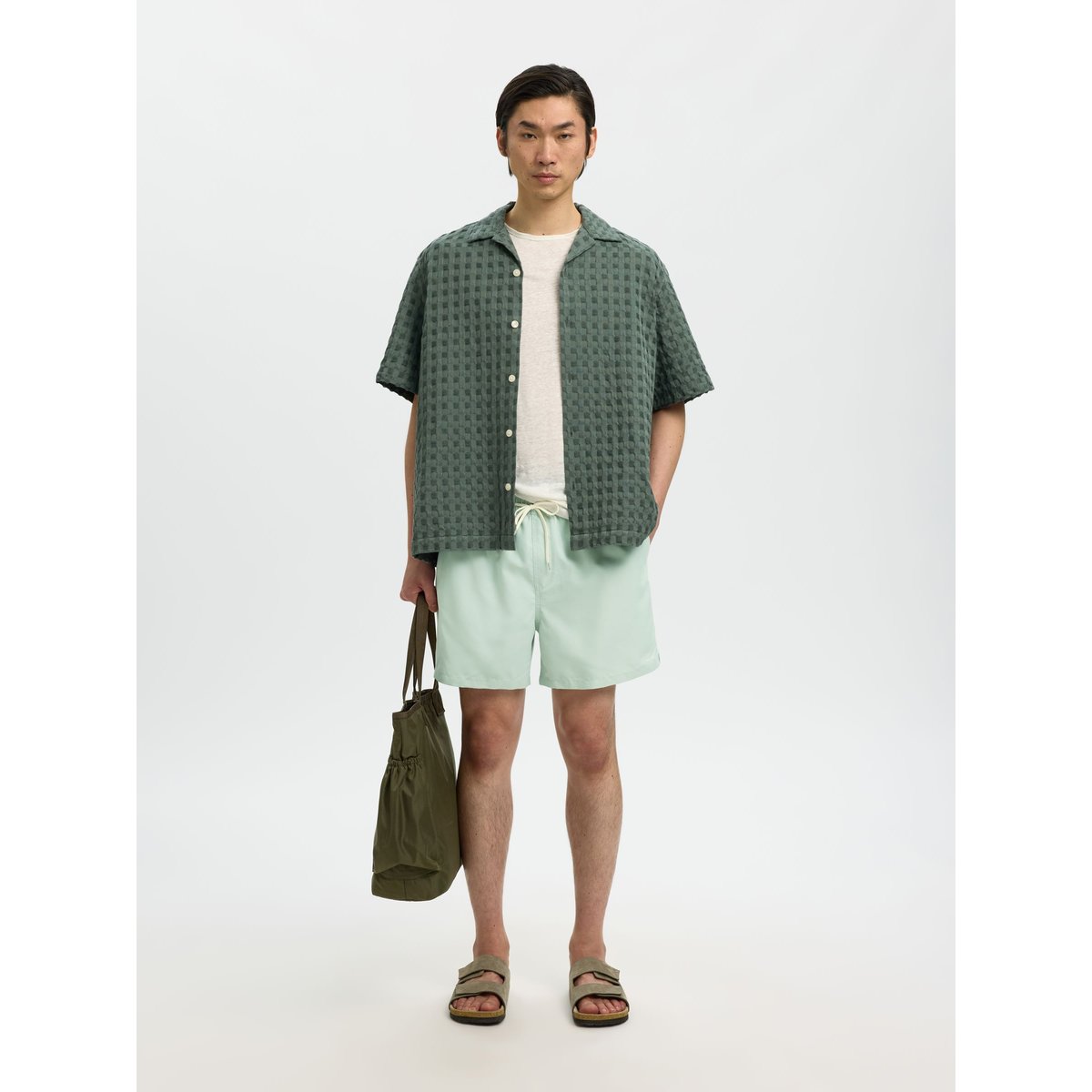 Short De Bain turquoise - aqua gray, SELECTED
