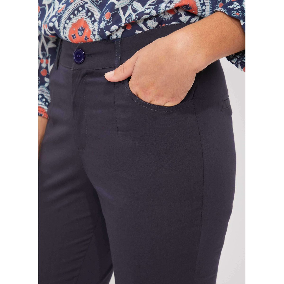 Pantalon cigarette coton MALACIA marine malacia, LA FIANCÉE
