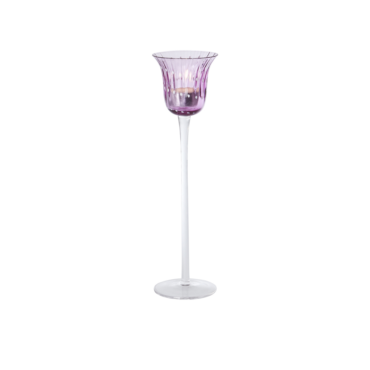 Photophore décoratif en verre soufflé H30 violet, SIA DECO