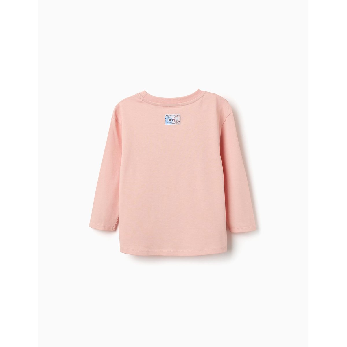 T-shirt en coton à manches longues avec imprimé Stitch Vibes rose clair, ZIPPY