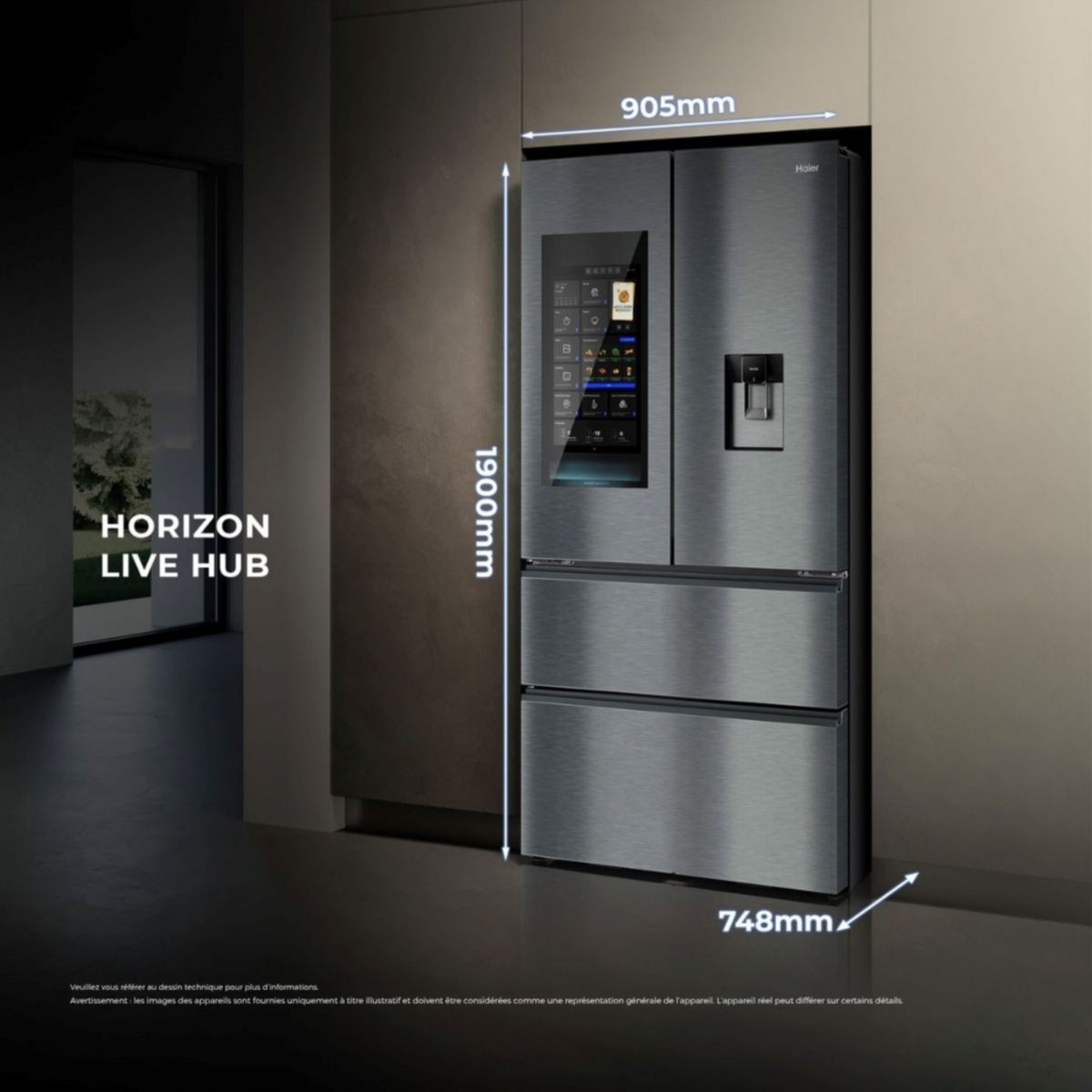 Réfrigérateur multi portes HFW99F19ESSB couleur unique, HAIER